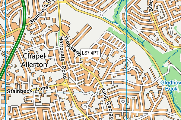 LS7 4PT map - OS VectorMap District (Ordnance Survey)
