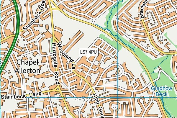 LS7 4PU map - OS VectorMap District (Ordnance Survey)