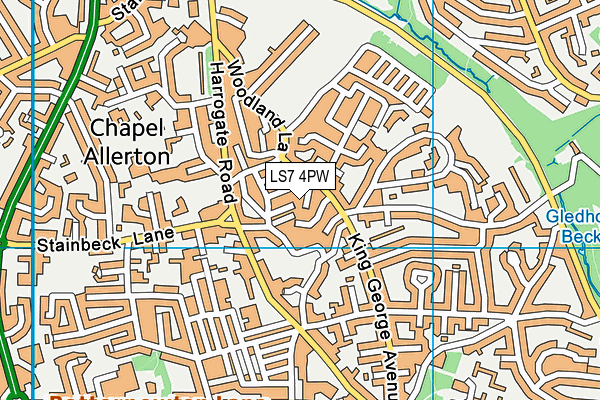 LS7 4PW map - OS VectorMap District (Ordnance Survey)