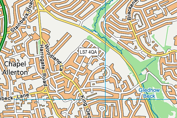 LS7 4QA map - OS VectorMap District (Ordnance Survey)