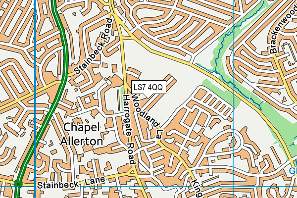 LS7 4QQ map - OS VectorMap District (Ordnance Survey)