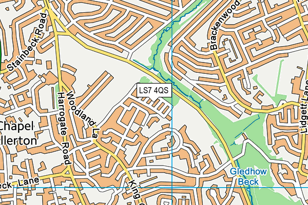 LS7 4QS map - OS VectorMap District (Ordnance Survey)