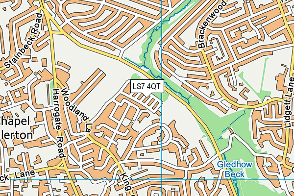 LS7 4QT map - OS VectorMap District (Ordnance Survey)