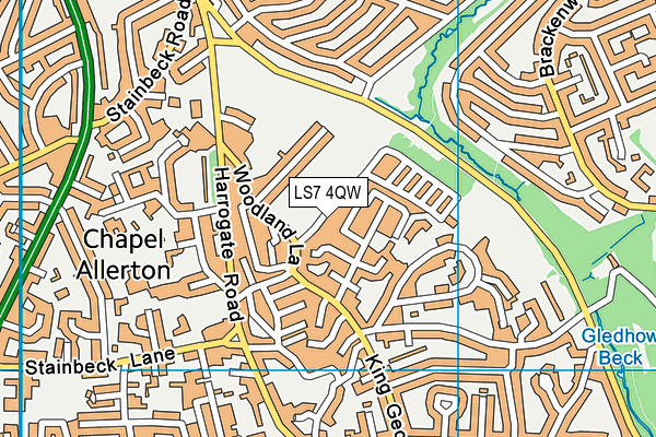LS7 4QW map - OS VectorMap District (Ordnance Survey)