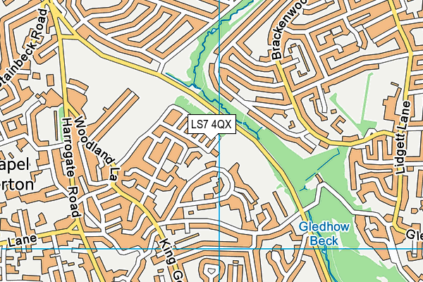 LS7 4QX map - OS VectorMap District (Ordnance Survey)