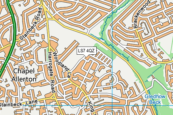 LS7 4QZ map - OS VectorMap District (Ordnance Survey)