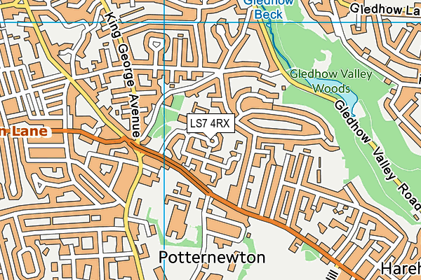 LS7 4RX map - OS VectorMap District (Ordnance Survey)