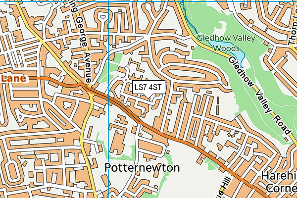 LS7 4ST map - OS VectorMap District (Ordnance Survey)