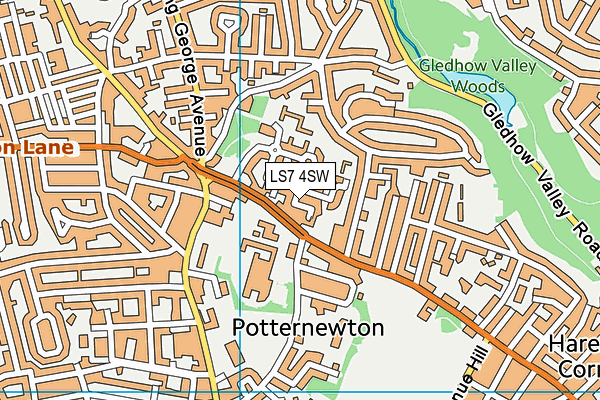 LS7 4SW map - OS VectorMap District (Ordnance Survey)