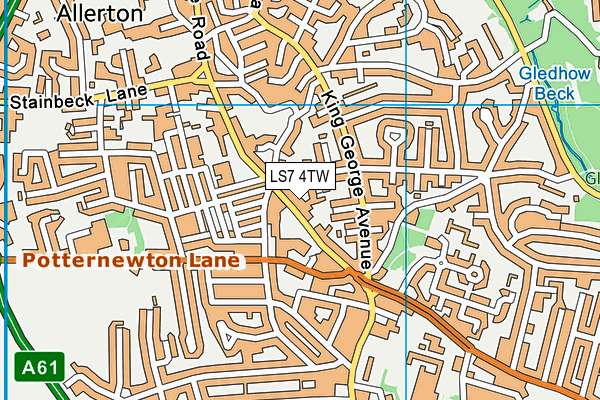 LS7 4TW map - OS VectorMap District (Ordnance Survey)
