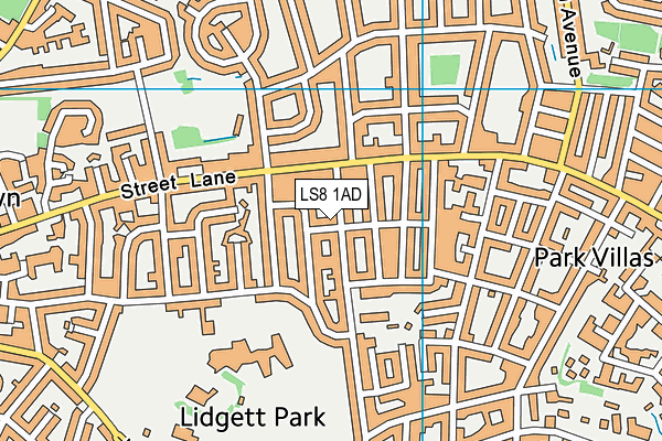 LS8 1AD map - OS VectorMap District (Ordnance Survey)