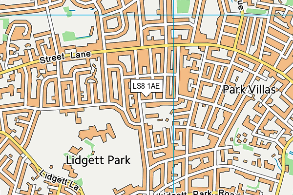 LS8 1AE map - OS VectorMap District (Ordnance Survey)