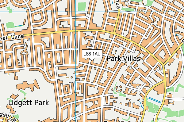 LS8 1AU map - OS VectorMap District (Ordnance Survey)