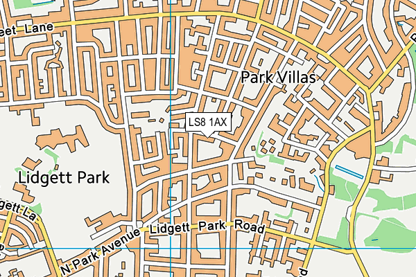 LS8 1AX map - OS VectorMap District (Ordnance Survey)