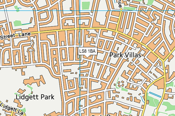 LS8 1BA map - OS VectorMap District (Ordnance Survey)