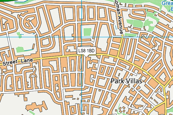 LS8 1BD map - OS VectorMap District (Ordnance Survey)