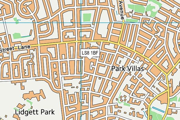 LS8 1BF map - OS VectorMap District (Ordnance Survey)