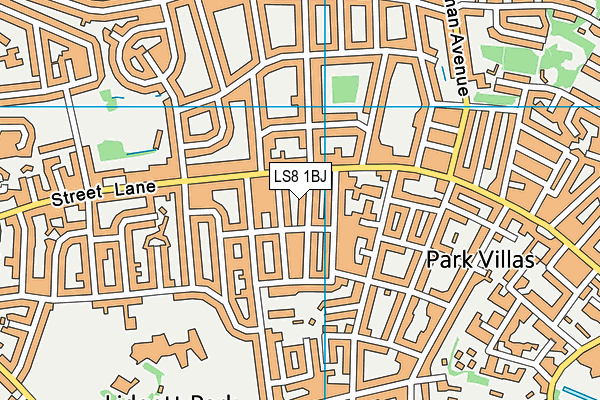 LS8 1BJ map - OS VectorMap District (Ordnance Survey)