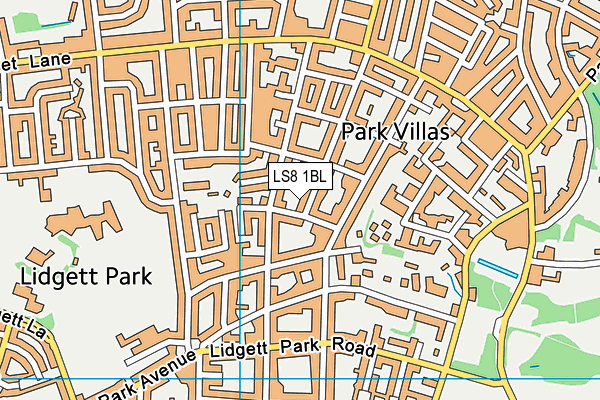 LS8 1BL map - OS VectorMap District (Ordnance Survey)