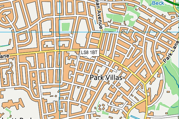 LS8 1BT map - OS VectorMap District (Ordnance Survey)