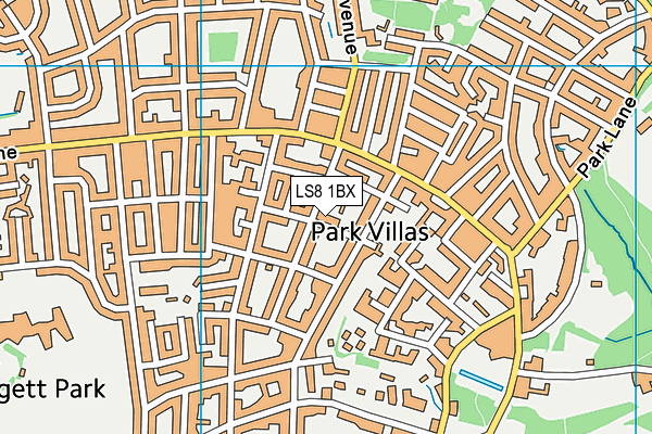 LS8 1BX map - OS VectorMap District (Ordnance Survey)