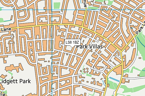 LS8 1BZ map - OS VectorMap District (Ordnance Survey)
