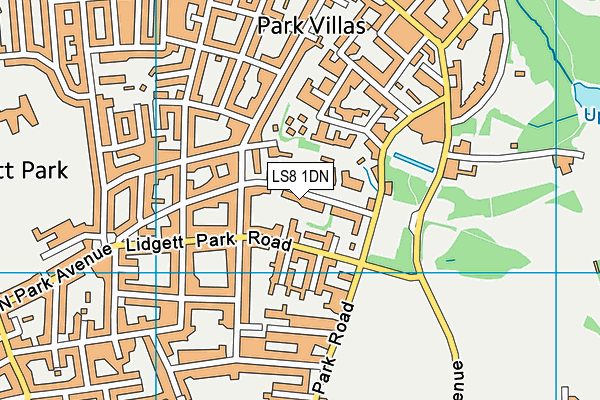 LS8 1DN map - OS VectorMap District (Ordnance Survey)