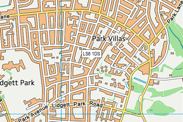 LS8 1DS map - OS VectorMap District (Ordnance Survey)