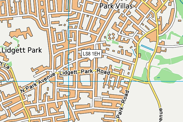 LS8 1EH map - OS VectorMap District (Ordnance Survey)