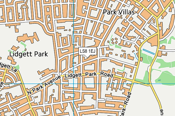 LS8 1EJ map - OS VectorMap District (Ordnance Survey)