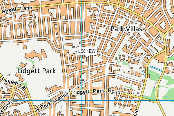 LS8 1EW map - OS VectorMap District (Ordnance Survey)