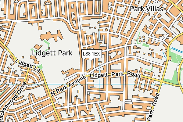 LS8 1EX map - OS VectorMap District (Ordnance Survey)