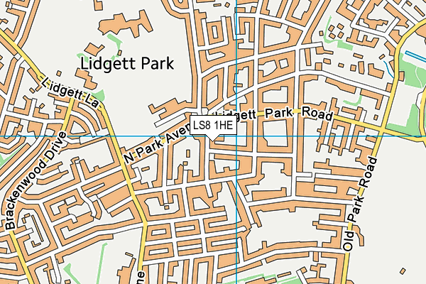 LS8 1HE map - OS VectorMap District (Ordnance Survey)