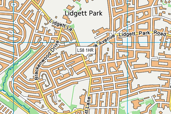 LS8 1HR map - OS VectorMap District (Ordnance Survey)