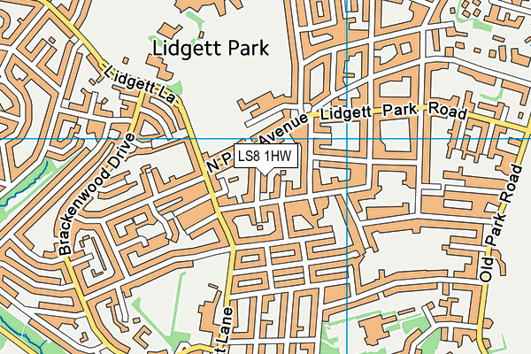 LS8 1HW map - OS VectorMap District (Ordnance Survey)