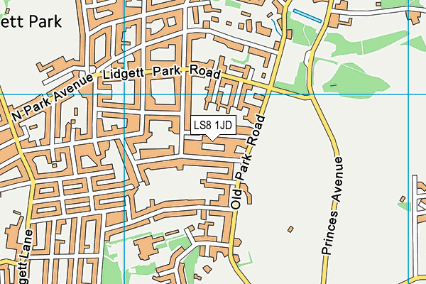 LS8 1JD map - OS VectorMap District (Ordnance Survey)