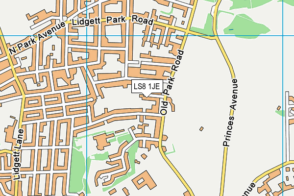 LS8 1JE map - OS VectorMap District (Ordnance Survey)