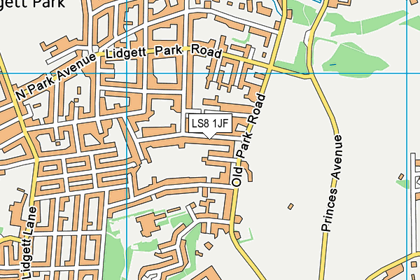 LS8 1JF map - OS VectorMap District (Ordnance Survey)