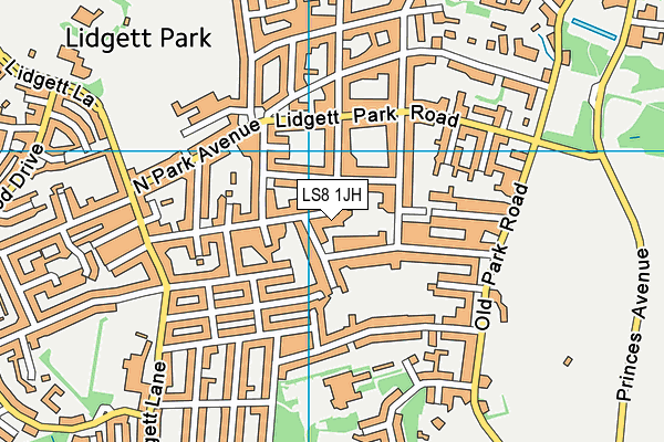 LS8 1JH map - OS VectorMap District (Ordnance Survey)