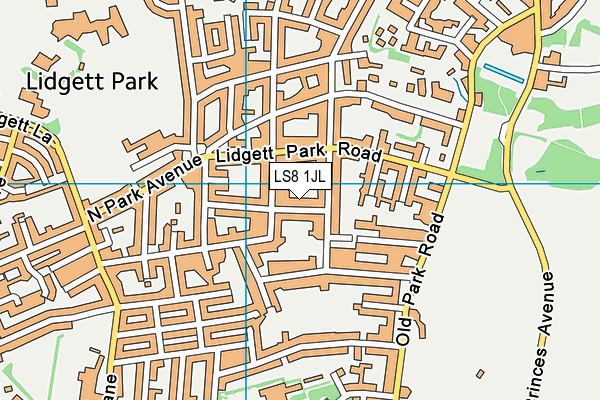 LS8 1JL map - OS VectorMap District (Ordnance Survey)