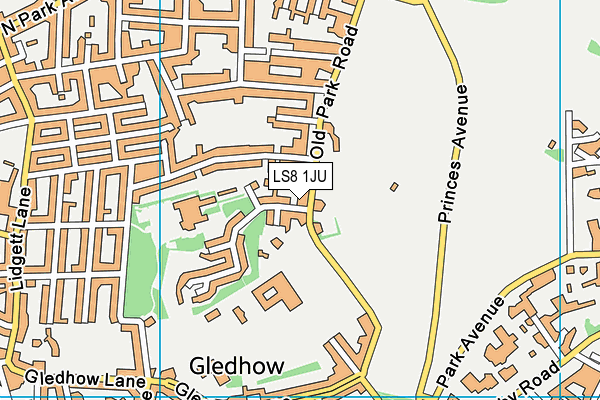 LS8 1JU map - OS VectorMap District (Ordnance Survey)