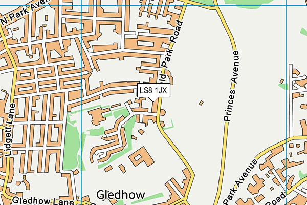 North Leeds Cricket Club map (LS8 1JX) - OS VectorMap District (Ordnance Survey)