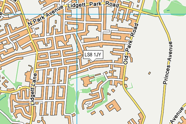 LS8 1JY map - OS VectorMap District (Ordnance Survey)