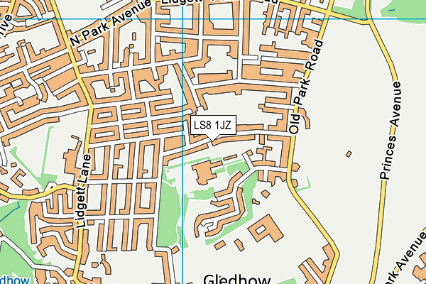 LS8 1JZ map - OS VectorMap District (Ordnance Survey)