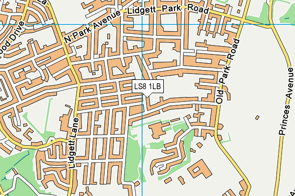 LS8 1LB map - OS VectorMap District (Ordnance Survey)