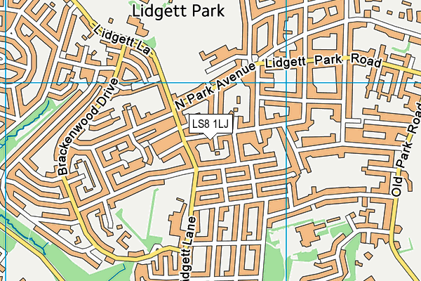 LS8 1LJ map - OS VectorMap District (Ordnance Survey)