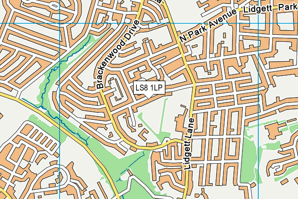 LS8 1LP map - OS VectorMap District (Ordnance Survey)