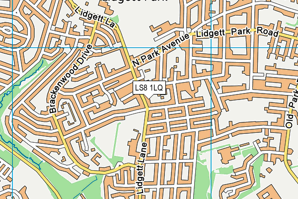 LS8 1LQ map - OS VectorMap District (Ordnance Survey)