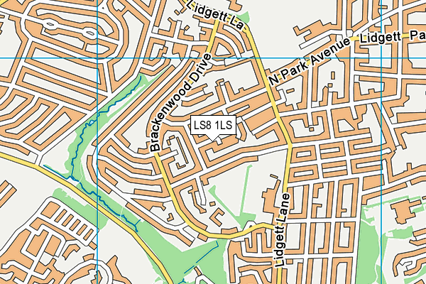 LS8 1LS map - OS VectorMap District (Ordnance Survey)