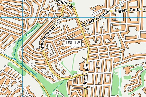 LS8 1LW map - OS VectorMap District (Ordnance Survey)